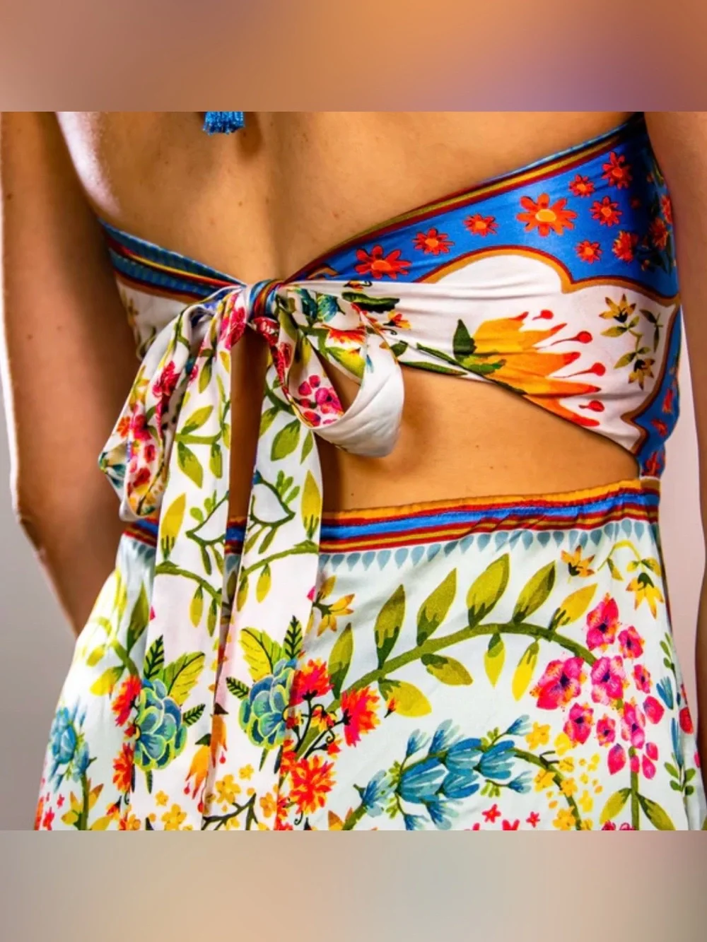 TRISHA PATERSON COLLECTION Joie De Vie Halter Maxi Dress Bloom NWT Large - Picture 8 of 16